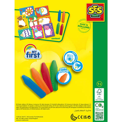 SES Creative Mit første kreative sæt, Farvekridt og dyrekort - Fra 1-4 år