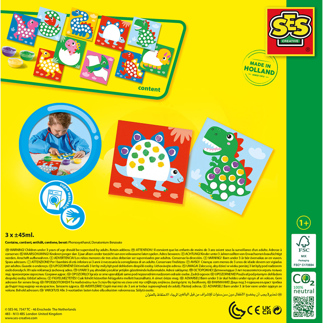 SES Creative, Mit første kreative sæt, Fingermaling dinosaurer - Fra 1-4 år