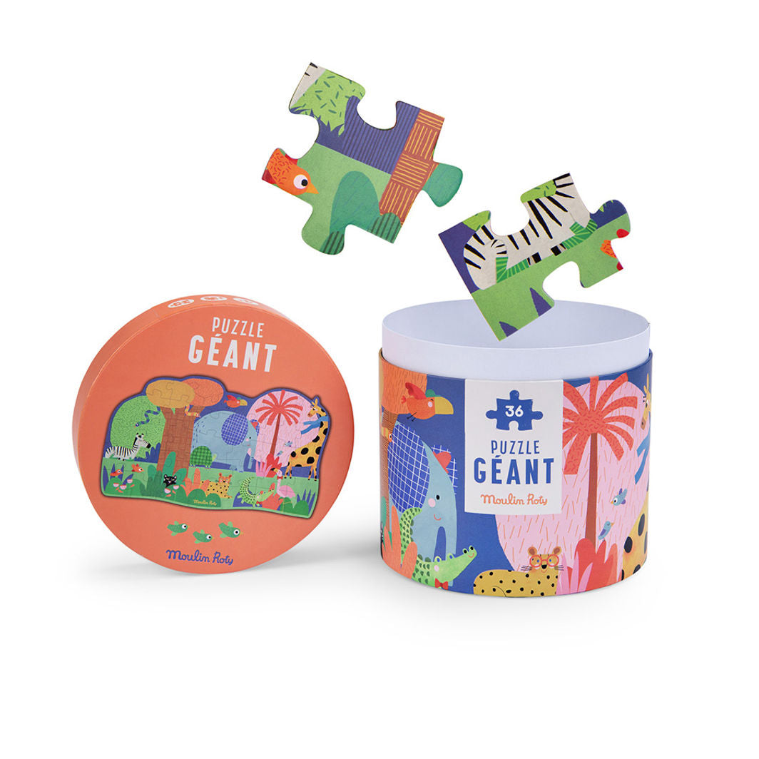 Moulin Roty, Jumbo Puslespil 36 brk - Dyrenes oase - Les Toupitis