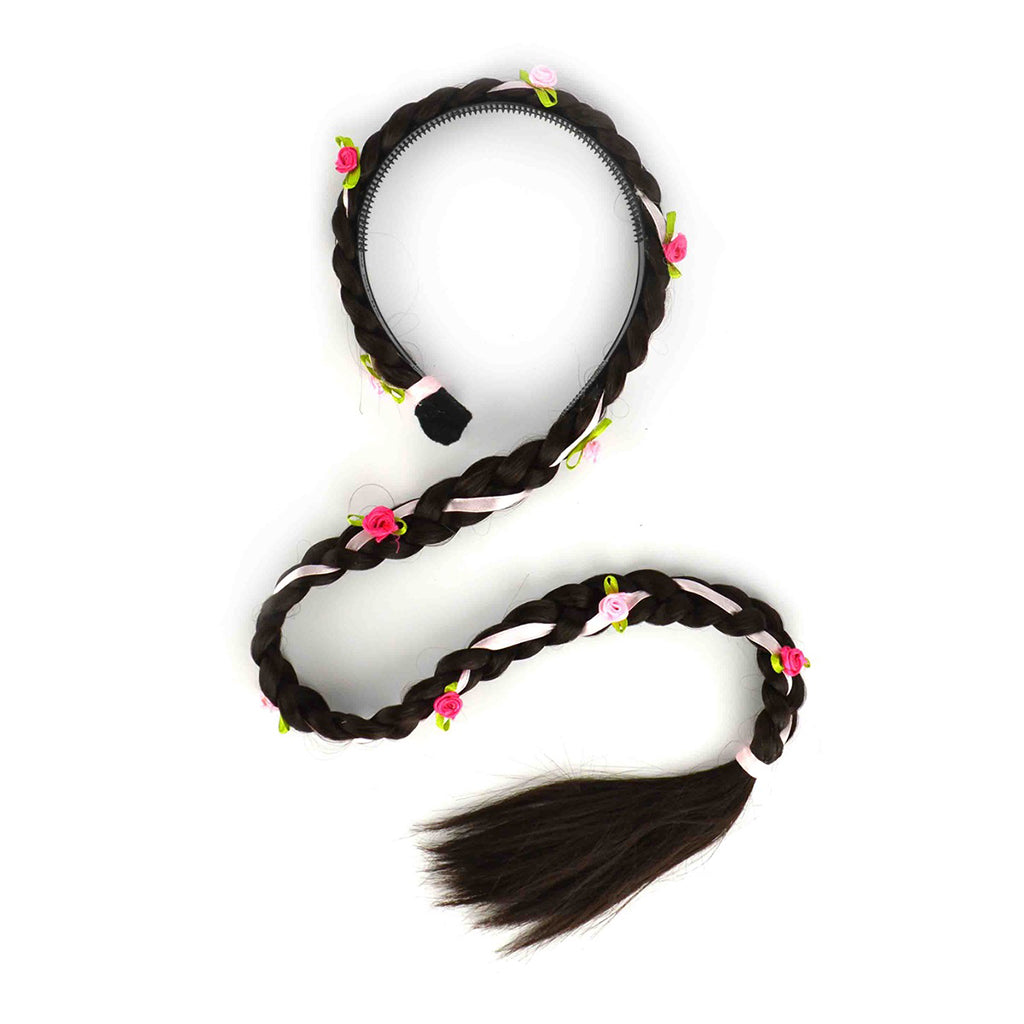 Den goda Fen, Udklædningstilbehør - Rapunzel fletning, 75 cm - Brun