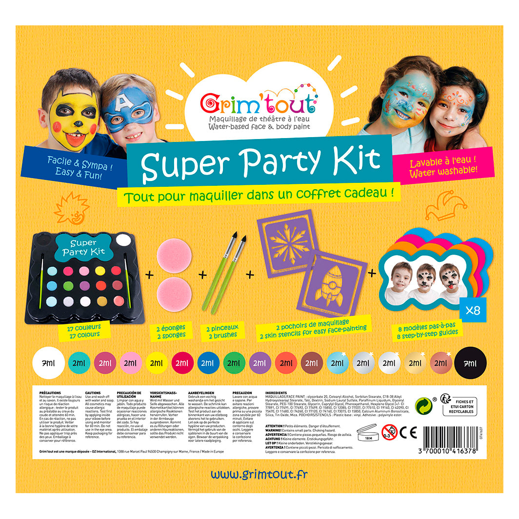 Grim Tout Ansigtssminke, Super party kids - 17 farver