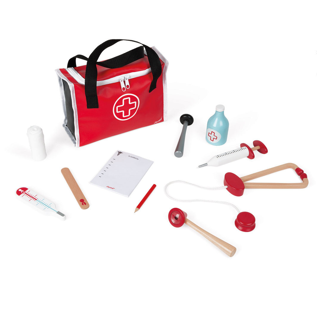 Janod lægetaske m. tilbehør i træ