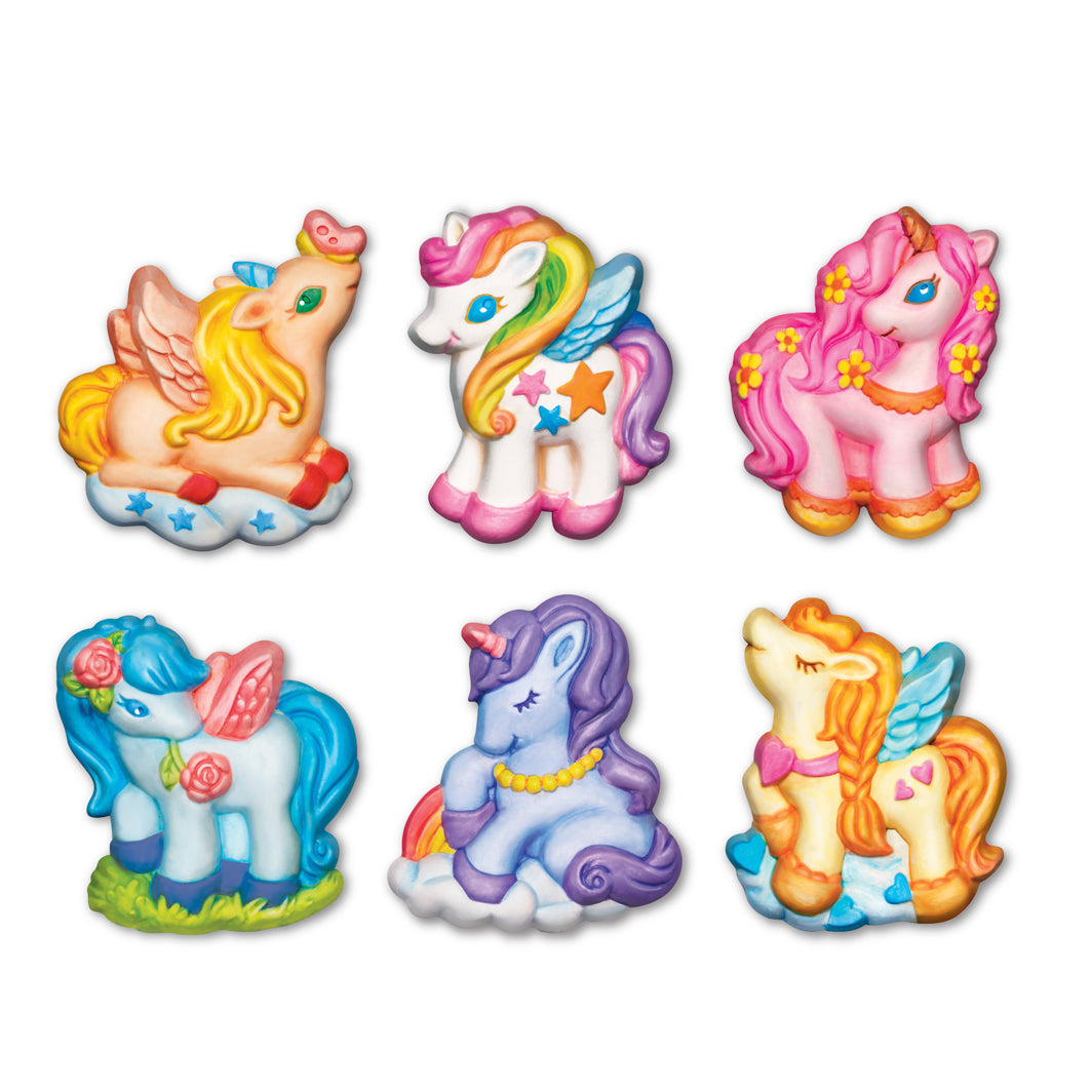 Creative Craft, Støb og mal gips magneter og badges,  Enhjørninger - Fra 5 år