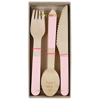 Meri Meri træbestik, Toot Sweet - pink - 24 dele