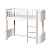 Oliver Furniture, Ombygningssæt, fra Wood Mini+ Tremmeseng Basic til halvhøj seng - hvid/eg