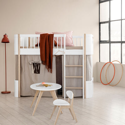 Oliver Furniture, Wood Mini+ halvhøj seng - hvid/eg
