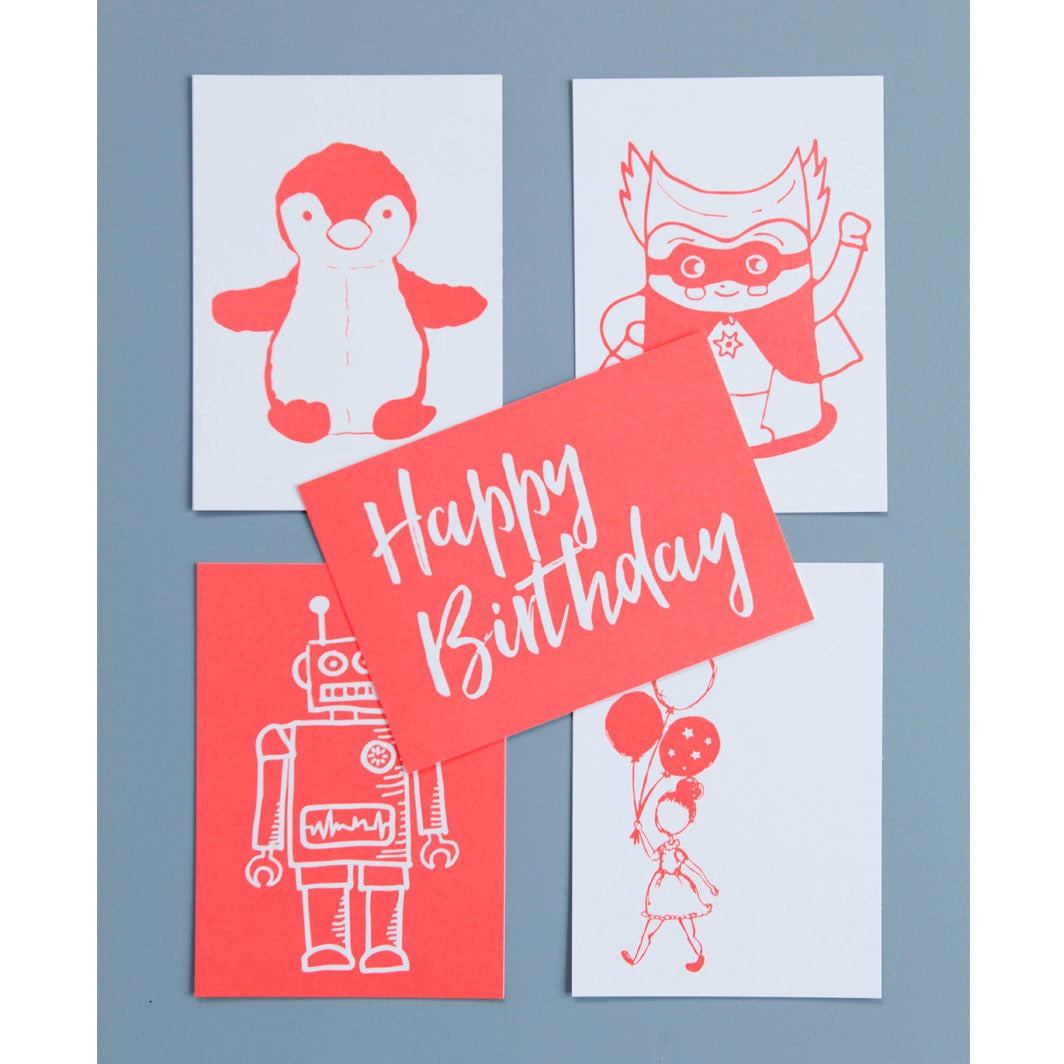 Lirum Larum Leg postkort, Special Edition, 5 stk. - Neon - postkort tegnet af Amalie Løgstrup