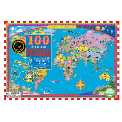 Puslespil, verdenskort - 100 brikker