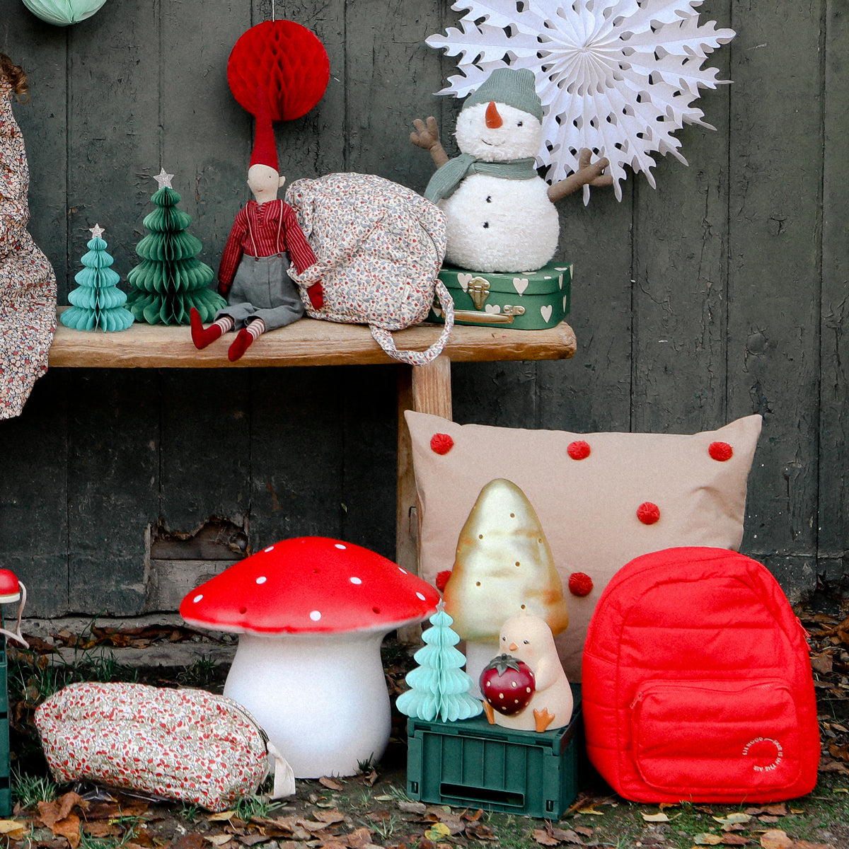 ferm Living pude, Dot Tuftet - Camel/red