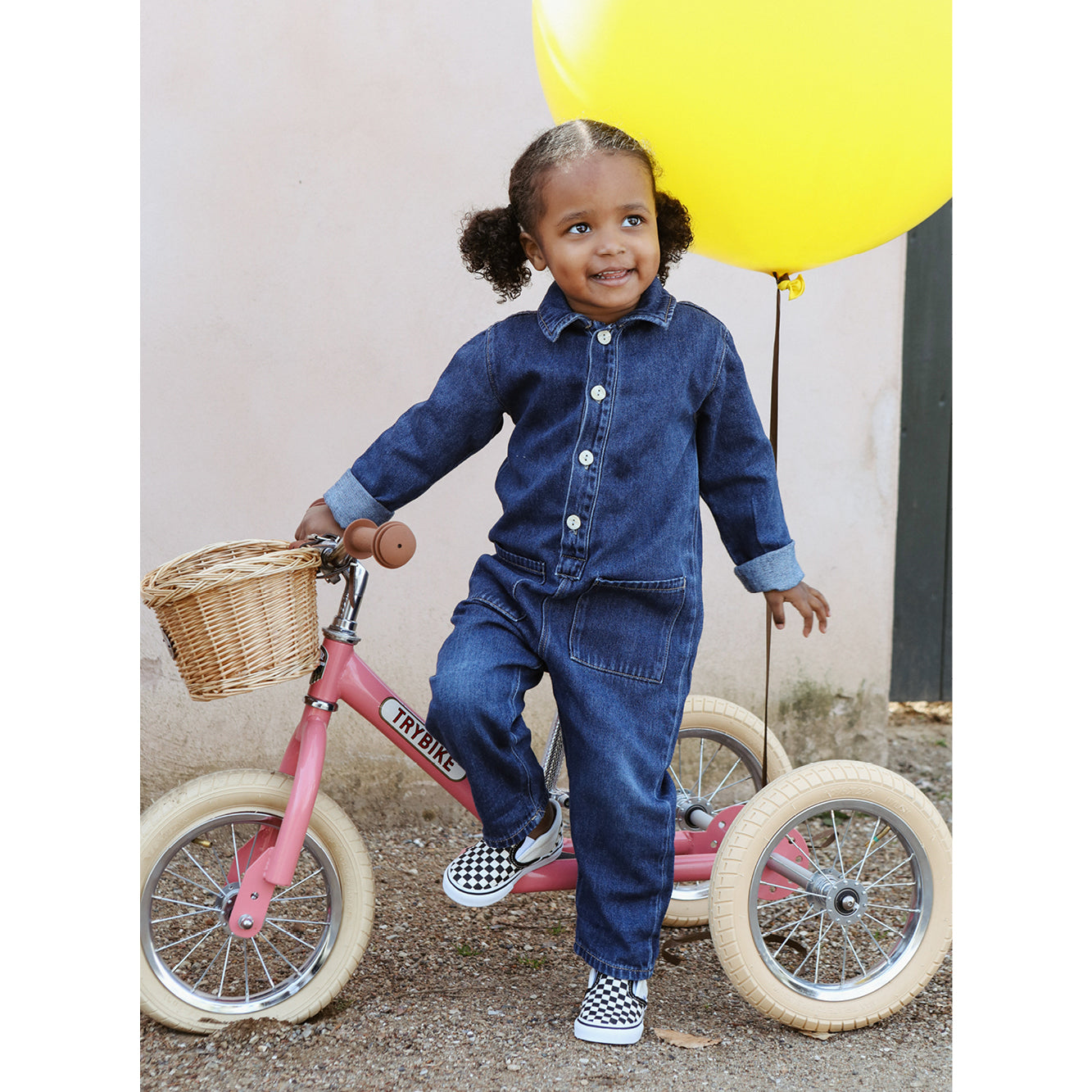 Trybike trehjulet løbecykel, vintage pink m. retro look