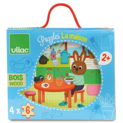 Vilac puslespil i træ, Hjemmet - 4 stk