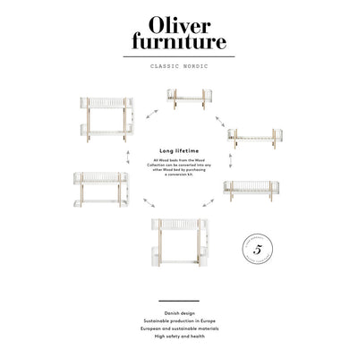 Oliver Furniture, Wood Original køjeseng - Hvid m. stige i front